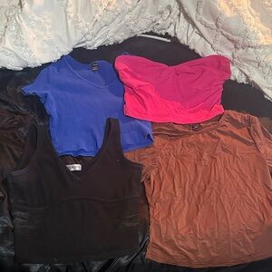 Stylish Women's Tops Set - Blue, Pink, Black, Brown